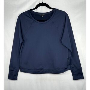 Banana Republic Womens XL Navy Blue Raglan Sweatshirt Thumbhole Cuffs Tech Top